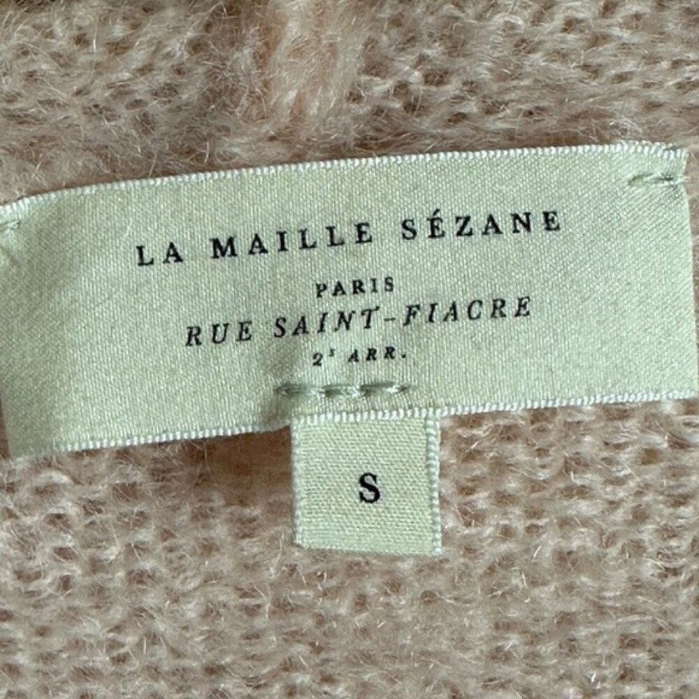 Sezane Amandine Mohair Gilet Hooded Sweater Nude Pink Size Small French Knit S - Picture 4 of 13